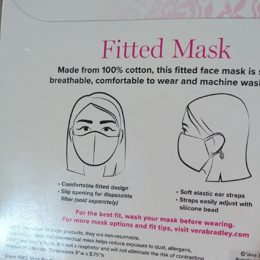 New Vera Bradley Floral Fitted Face Mask